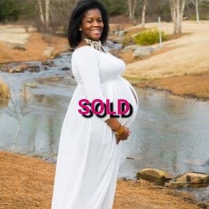 White off shoulder maternity dress